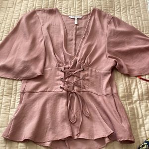 Dressy polyester-but silky top.